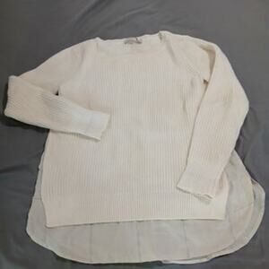 Loft Medium Long-Sleeved Built -n Blouse White Cotton wool blend sweater quality